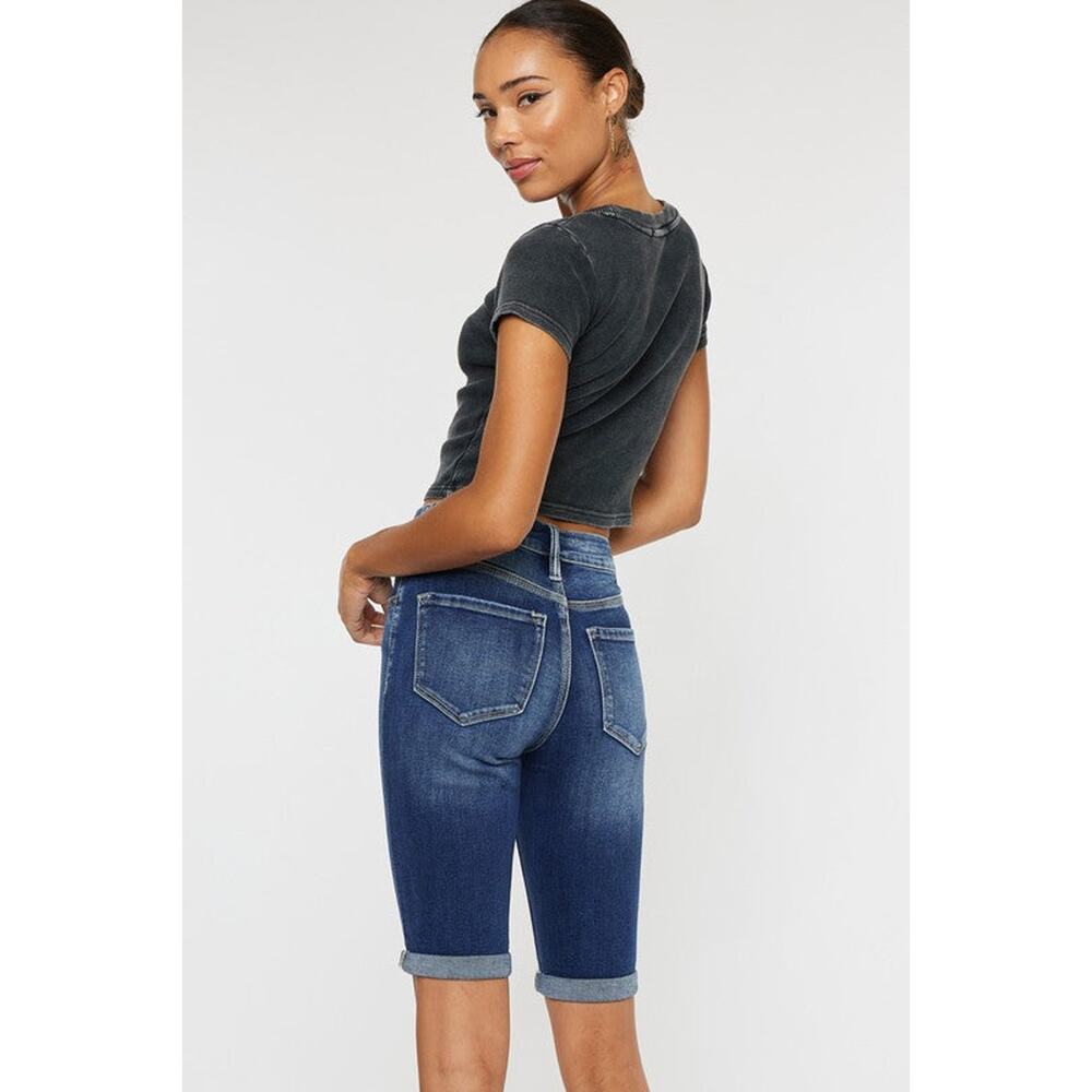 Kan Can High Rise Cuff Bermuda Jeans - KC6312M - Size 1/24 - Picture 3 of 10